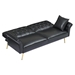 Yseult 67" Loveseat Sofa Bed with Adjustment Armrests - Black Faux Leather - Light Brown Wood Frame - CAB2072