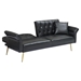 Yseult 67" Loveseat Sofa Bed with Adjustment Armrests - Black Faux Leather - Light Brown Wood Frame - CAB2072