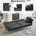 Yseult 67" Loveseat Sofa Bed with Adjustment Armrests - Black Faux Leather - Light Brown Wood Frame - CAB2072