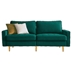 Oread 70" Modern Button Tufted Loveseat with 2 Throw Pillows - Emerald Velvet Fabric - Golden Metal Leg