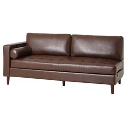 Spokane 109 Sectional Sofa Bed with Chaise Lounge - Light Brown Polyurethane - Birch Wood Legs 