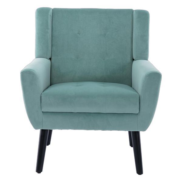 Village Green Accent Chair - Modern Ergonomics - Mint Green Velvet - Black Legs 