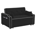 Yonderview 55" Sofa Bed - 3 in 1 Convertible - Adjustable Backrest Chair - Chaise Lounge with USB Ports - Cup Holder - Side Pocket - Black Velvet Fabric