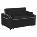 Yonderview 55" Sofa Bed - 3 in 1 Convertible - Adjustable Backrest Chair - Chaise Lounge with USB Ports - Cup Holder - Side Pocket - Black Velvet Fabric - CAB2091