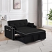 Yonderview 55" Sofa Bed - 3 in 1 Convertible - Adjustable Backrest Chair - Chaise Lounge with USB Ports - Cup Holder - Side Pocket - Black Velvet Fabric - CAB2091