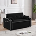 Yonderview 55" Sofa Bed - 3 in 1 Convertible - Adjustable Backrest Chair - Chaise Lounge with USB Ports - Cup Holder - Side Pocket - Black Velvet Fabric - CAB2091