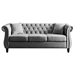 Braemar 80" Chesterfield Sofa - Grey Velvet - Solid Wood Frame - CAB2093