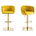 Aurora Bay Adjustable Counter Height Bar Stool Set with Back and Footrest - Mustard Velvet - Silver Finish Metal Legs