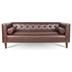 Oakhurst 78" Wooden Decorated Arm 3 Seater Sofa - Dark Brown Polyurethane Fabric - Birch Wood Legs