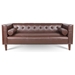 Oakhurst 78" Wooden Decorated Arm 3 Seater Sofa - Dark Brown Polyurethane Fabric - Birch Wood Legs - CAB2102