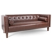 Oakhurst 78" Wooden Decorated Arm 3 Seater Sofa - Dark Brown Polyurethane Fabric - Birch Wood Legs - CAB2102