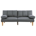 Calgary 71" Adjustable Sofa Bed - Blue Grey Polyfiber - Solid Wood Legs