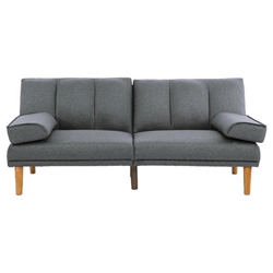 Calgary 71" Adjustable Sofa Bed - Blue Grey Polyfiber - Solid Wood Legs 