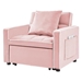 Maison Sofa Bed Chair - Pink Velvet - White Eucalyptus Wood Frame - CAB2112