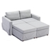 Kelda 34" 2 Seater Sectional Sofa with 2 Ottomans - Light Grey Linen Fabric - Rubberwood Frame