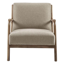 Novaria Lounge Chair - Taupe Upholstery - Elm Wood Finish Frame 