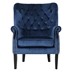 Seabrook Bay Club Chair - Blue Velvet - Dark Brown Finish Legs