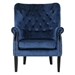 Seabrook Bay Club Chair - Blue Velvet - Dark Brown Finish Legs - CAB2130