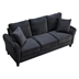 Rochest 78" Modern Velvet Couch with 2 Pillow - Black Velvet Fabric - Plastic Legs