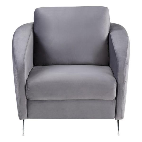 Sylvera 36" Gray Velvet Modern Chic Accent Armchair 