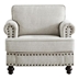 Vallanzo 1 Seater Chenille Upholstered Sofa with Nails and Armrests - White