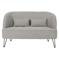 Kalani Loveseat - Light Grey Polyester Upholstery - Clean Black Finish Hairpin Legs 