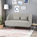 Kalani Loveseat - Light Grey Polyester Upholstery - Clean Black Finish Hairpin Legs - CAB2145