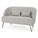 Kalani Loveseat - Light Grey Polyester Upholstery - Clean Black Finish Hairpin Legs - CAB2145