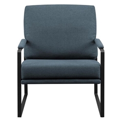 Rarta Contemporary Square Metal Frame Accent Chair - Indigo Blue / Black 