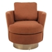 Ethereal Accent Chair - Brown Faux Fur - Swivel Barrel - Gold Stainless Steel Base - CAB2147