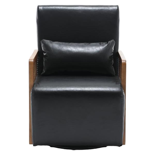 Verdani Accent Chair - Black Polyurethane Leather - Swivel 