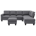 Duskview 104" L-shaped Sectional Sofa with Convertible Ottoman - Dark Grey Linen