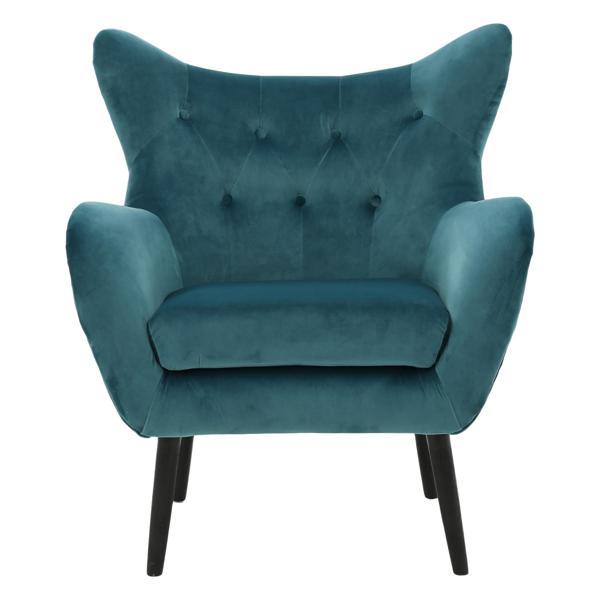 Noxley Mid-century Accent Chair - Teal Velvet - Black Leg Finish 