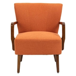 Terra Verde Accent Chair - Orange Linen - Brown Rubber Wood Legs 