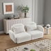 Fairview 66" Loveseat - White Teddy Fabric - Solid Wood Frame - CAB2177