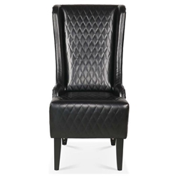 Wisteria 23" Wide High-Back Faux Leather Accent Chair - Black - Birch Legs 