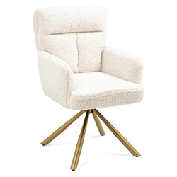 Ivory Tower Off White Cashmere Contemporary High-Back Upholstered Swivel Accent Chair 