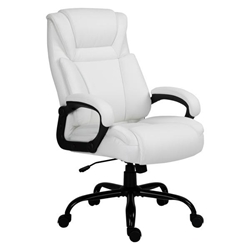 Harrison Big and Tall 400lbs Executive Office Chair with Wide Seat - White Faux Leather 