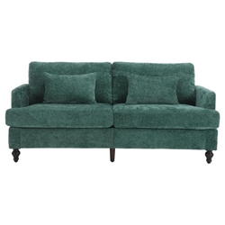 Montclair 68" Loveseat - Emerald Chenille - Brown Rubber Wood Legs 