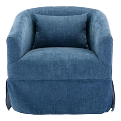 Blossom Hill Swivel Accent Armchair - Blue Linen Blend 