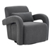 Morven Accent Chair - Dark Grey Teddy Fabric - Curved Arms and Thick Cushioning