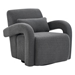 Morven Accent Chair - Dark Grey Teddy Fabric - Curved Arms and Thick Cushioning - CAB2227