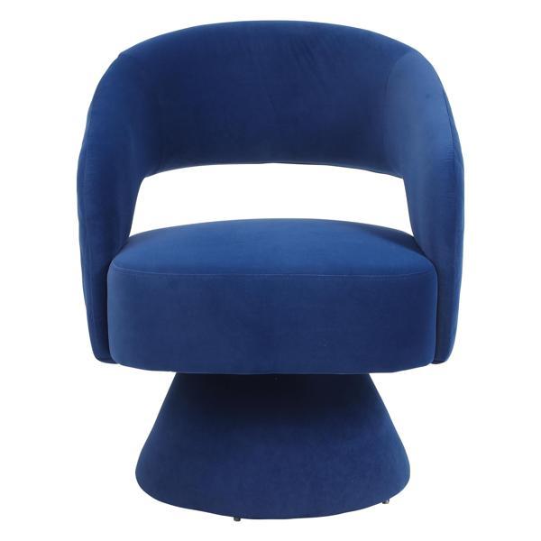 Carlton Swivel Accent Chair - Blue Velvet - Solid and Manufactured Wood Frame 