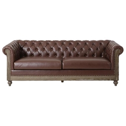 Rhythmos Comfy 3 Seater Sofa with Wooden Legs - Dark Brown Polyurethane Leather 