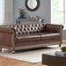 Rhythmos Comfy 3 Seater Sofa with Wooden Legs - Dark Brown Polyurethane Leather - CAB2245