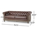 Rhythmos Comfy 3 Seater Sofa with Wooden Legs - Dark Brown Polyurethane Leather - CAB2245