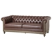 Rhythmos Comfy 3 Seater Sofa with Wooden Legs - Dark Brown Polyurethane Leather - CAB2245