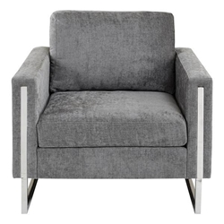 Xanadu Accent Chair - Grey Polyester - Chrome Plated Frame and Legs 