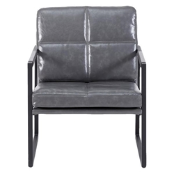 Gainsborough Recliner Chair - Light Grey Polyurethane Leather - Black Metal Frame 