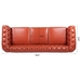 Eldridge 84" Rolled Arm Chesterfield 3 Seater Sofa - Orange Polyurethane Fabric - Birch Legs - CAB2255